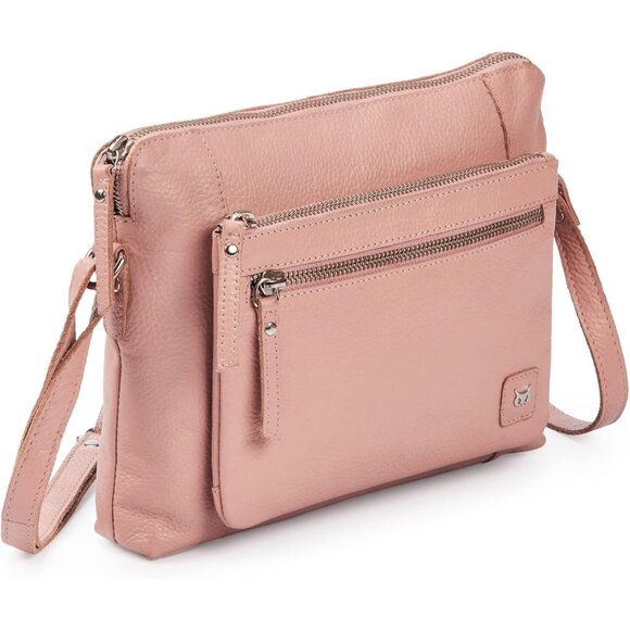 Women Baby Pink Imported Leather Polyester Crossbody Sling Shoulder Bag - Picture 1 of 6